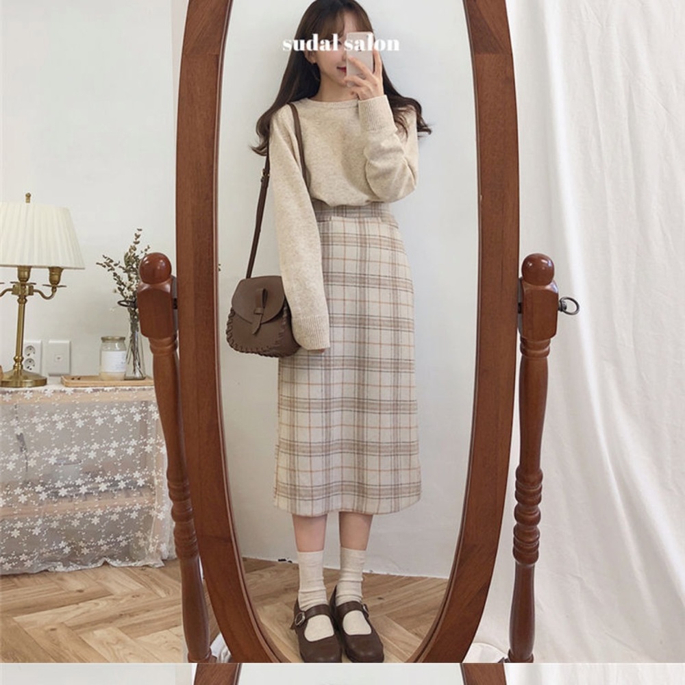 Plaid Midi Skirt